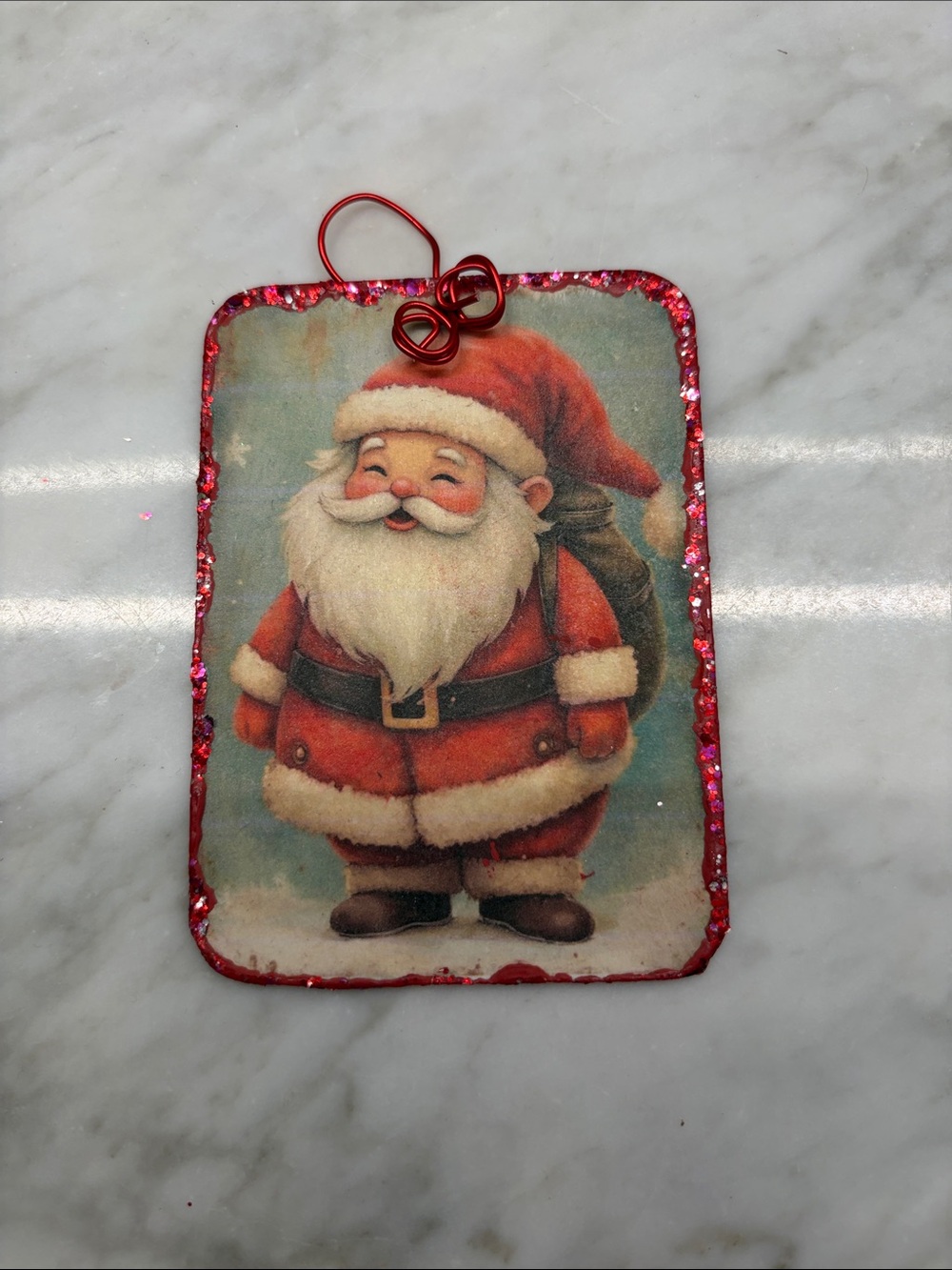Vintage-Style Red Santa Holiday Ornament